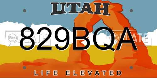 829BQA Utah License Plate
