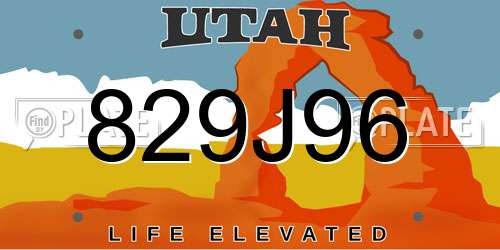 829J96 Utah License Plate