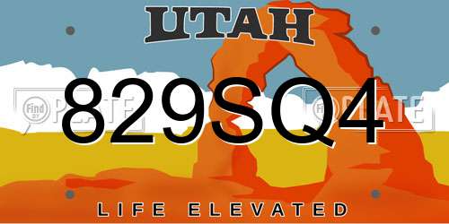 829SQ4 Utah License Plate