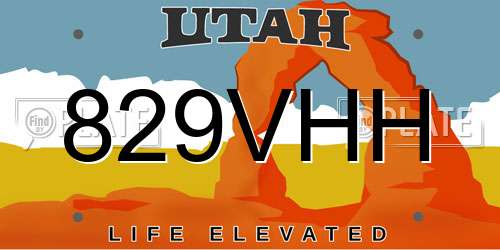 829VHH Utah License Plate
