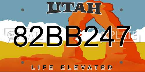 82BB247 Utah License Plate