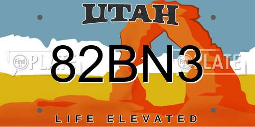 82BN3 Utah License Plate