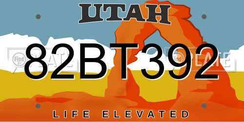 82BT392 Utah License Plate