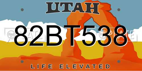 82BT538 Utah License Plate