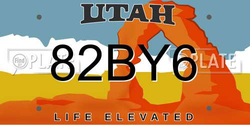 82BY6 Utah License Plate