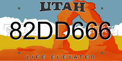 82DD666 Utah License Plate
