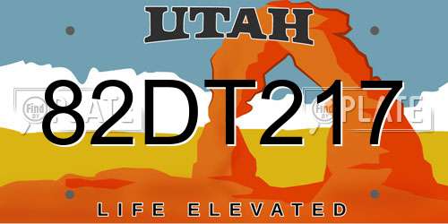 82DT217 Utah License Plate