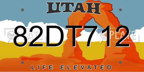82DT712 Utah License Plate