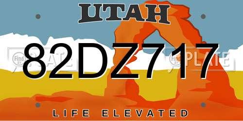 82DZ717 Utah License Plate