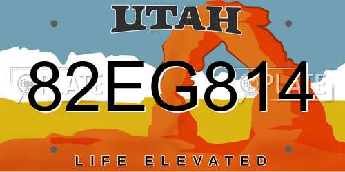 82EG814 Utah License Plate