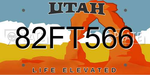 82FT566 Utah License Plate