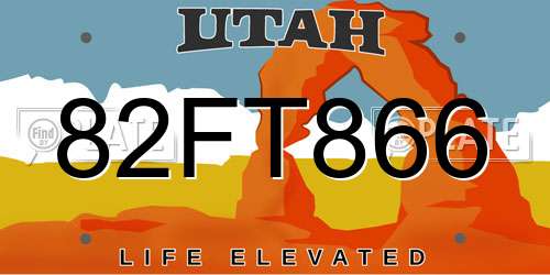 82FT866 Utah License Plate