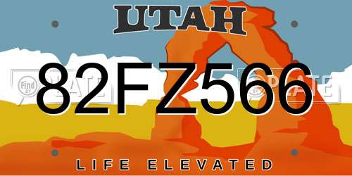 82FZ566 Utah License Plate