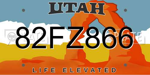 82FZ866 Utah License Plate