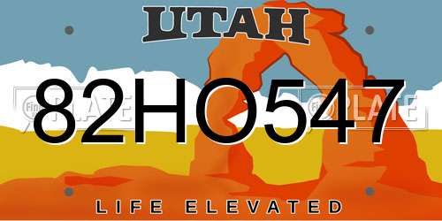 82HO547 Utah License Plate