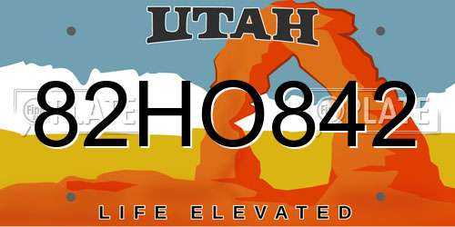 82HO842 Utah License Plate