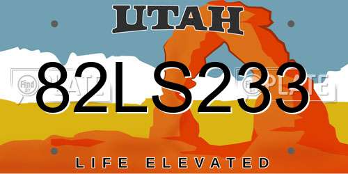 82LS233 Utah License Plate