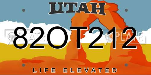 82OT212 Utah License Plate