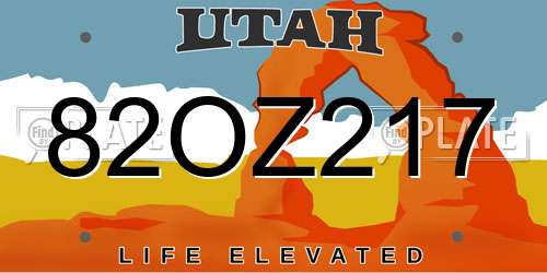 82OZ217 Utah License Plate