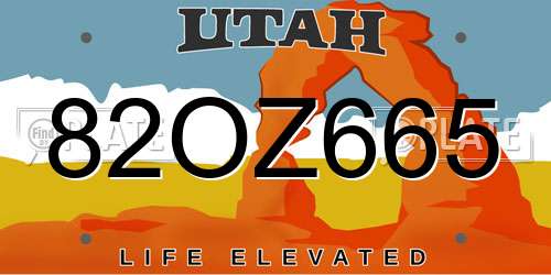 82OZ665 Utah License Plate
