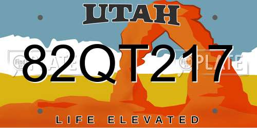 82QT217 Utah License Plate