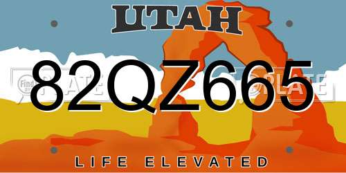 82QZ665 Utah License Plate