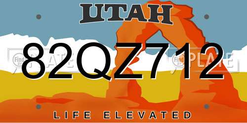 82QZ712 Utah License Plate