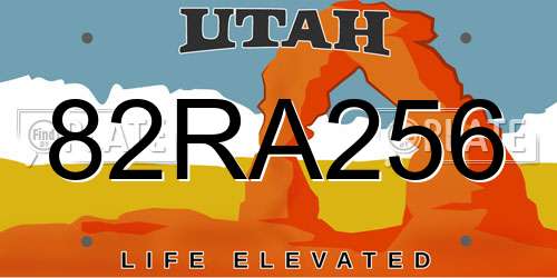 82RA256 Utah License Plate