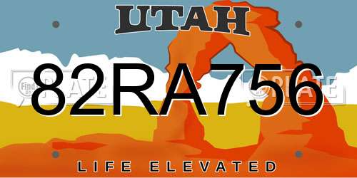 82RA756 Utah License Plate