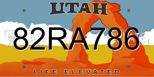 82RA786 Utah License Plate