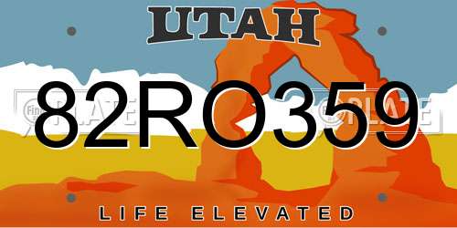 82RO359 Utah License Plate