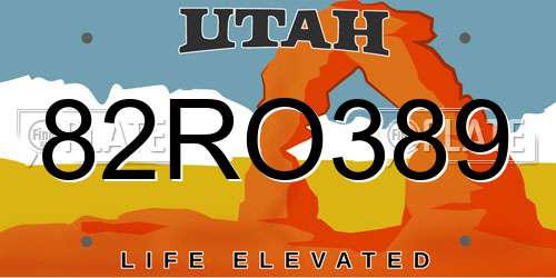 82RO389 Utah License Plate