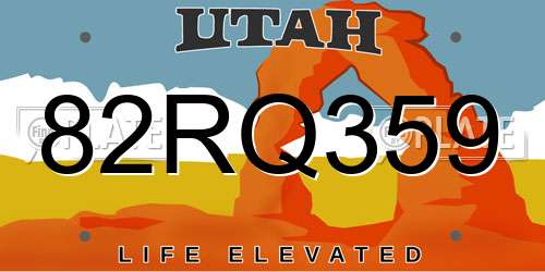 82RQ359 Utah License Plate