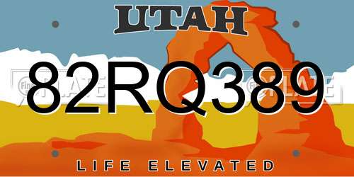 82RQ389 Utah License Plate