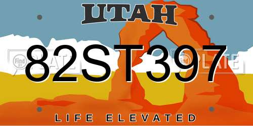 82ST397 Utah License Plate