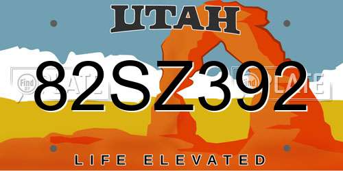 82SZ392 Utah License Plate