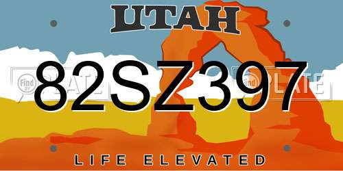 82SZ397 Utah License Plate