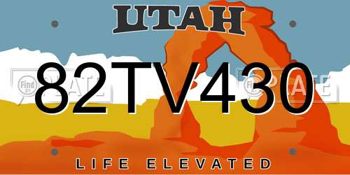 82TV430 Utah License Plate