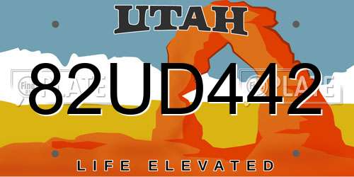82UD442 Utah License Plate