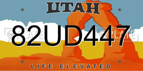 82UD447 Utah License Plate