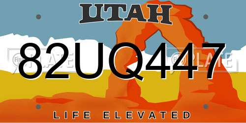 82UQ447 Utah License Plate