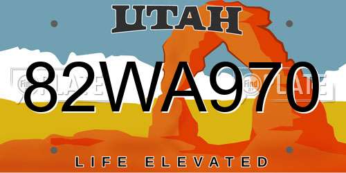 82WA970 Utah License Plate