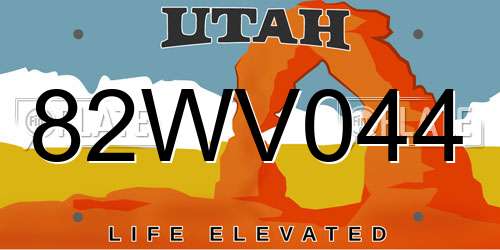 82WV044 Utah License Plate