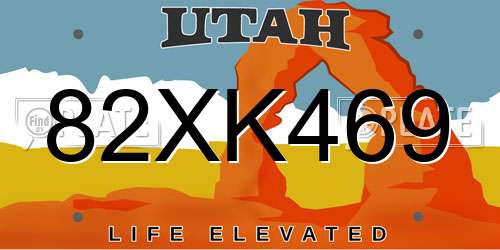 82XK469 Utah License Plate