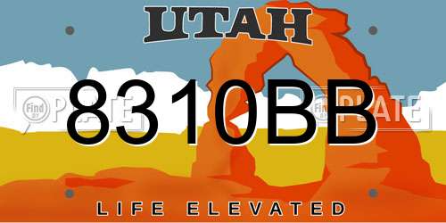 8310BB Utah License Plate