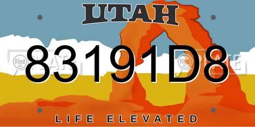 83191D8 Utah License Plate