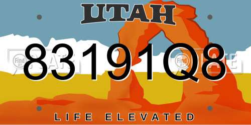 83191Q8 Utah License Plate