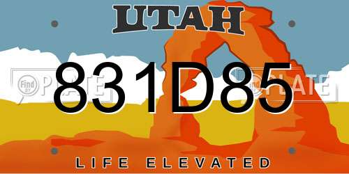 831D85 Utah License Plate