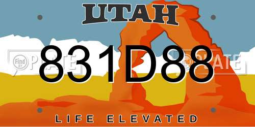 831D88 Utah License Plate