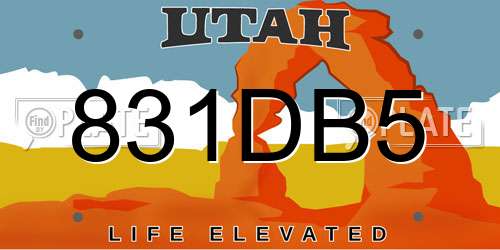 831DB5 Utah License Plate
